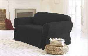 Black suede couch